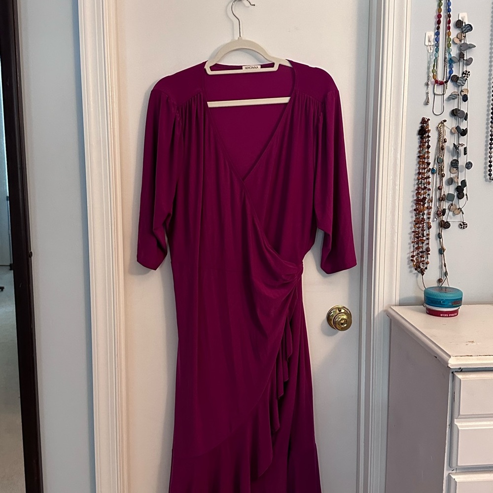 Kiyonna “whimsy” wrap dress magenta